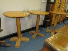 THREE MODERN TALL WOODEN BISTRO TABLES