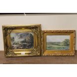 A PAIR OF TRADITIONAL PICTURES IN GILT FRAMES