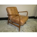 ASH FRAME LEATHER ARMCHAIR BY PEARCH & PARROW ( R.R.P £690 )