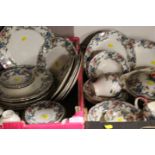 TWO TRAYS OF ROYAL CAULDRON 'VICTORIA' PATTERN TEA AND DINNERWARE