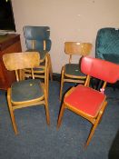 FIVE ASSORTED VINTAGE CHILDRENS PLY STACKING CHAIRS