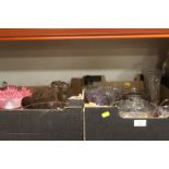 TWO TRAYS OF ASSORTED GLASSWARE TO INCLUDE CRANBERRY EXAMPLES