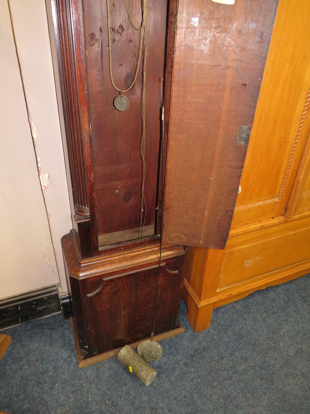 A LOCAL STAFFORD ANTIQUE LONGCASE CLOCK H-210 CM (2 WEIGHTS AND PENDULUM) - Image 3 of 8