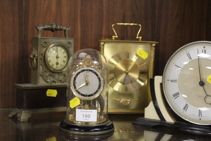 A DECO SMITHS CLOCK TOGETHER WITH THREE CLOCKS (4)