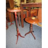 AN ANTIQUE MAHOGANY PEDESTAL TABLE TOGETHER WITH A MODERN MAHOGANY EXAMPLE (2)
