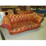 A LARGE TETRAD BROWN LEATHER CHESTERFIELD SETTEE APPROX W-224 CM S/D