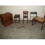 TWO ANTIQUE RATTAN SEATED CHAIRS