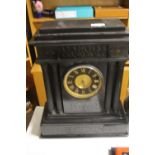 A LARGE SLATE MANTLE CLOCK