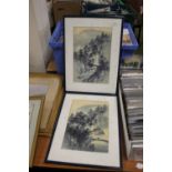 TWO FRAMED CONTINENTAL PRINTS