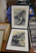 TWO FRAMED CONTINENTAL PRINTS