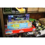 A COLLECTION OF BOXED TOYS AND GAMES TO INCLUDE A BOXED SUBARU IMPREZA KERPLUNK ETC