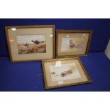 THREE EDWARDIAN WATER COLOURS OF GAME BIRDS