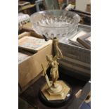 A TABLE CENTRE PIECE, A LADY ON PLINTH WITH GLASS BOWL