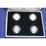 2004, SILVER PROOF £1 COIN, SET OF FOUR IN CASE OF ISSUE WITH COA