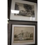 A PAIR OF ENGRAVINGS FRAMED UNDER GLASS VIEWS OF KIDDERMINSTER CORN EXCHANGE 56.5 CM X 46.5 CM AND