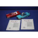 TWO DAMBURY MINT CARS TO INCLUDE TURQUOISE 1958 CHEVROLET AND RED CADILLAC WITH CERTIFICATES