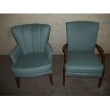 A VINTAGE PARKER KNOLL CHAIR AND A MATCHED BEDROOM CHAIR