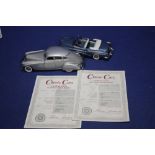 A PAIR OF DAMBURY MINT CARS TO INCLUDE BLUE SKYLARK AND SILVER ARROW BOTH WITH CERTIFICATES