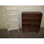 A PAINTED BOOKSHELF AND A TEAK GLAZED BOOKCASE