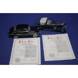 A PAIR DAMBURY MINT CARS TO INCLUDE A BLACK MERCURY CLUB 1949 COUPE TOGETHER WITH A BLUE HISPANO