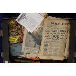 A TRAY OF ASSORTED NEWSPAPER CUTTINGS AND MAGAZINES