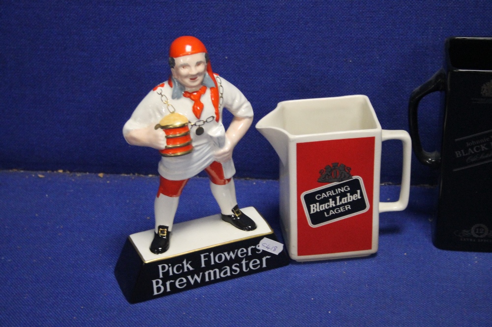 THREE WADE PUB JUGS TOGETHER WITH A CARLTONWARE FLOWERS BEER ADVERTISING FIGURE - Image 2 of 3