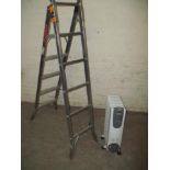 AN ALUMINIUM 3 IN 1 STEP LADDER AND AN OIL FILLED RADIATOR