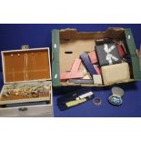 A QUANTITY OF ASSORTED COSTUME JEWELLERY, WRISTWATCHES ETC