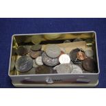 A TIN OF MAINLY BRITISH COINS