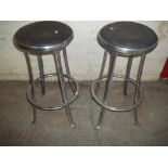 TWO RETRO ALUMINIUM CAST DESIGNER BAR STOOLS