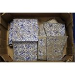 A COLLECTION OF EARLY DELFT BLUE AND WHITE TILES A/F