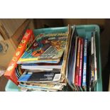 A BOX OF ASSORTED COMICS AND ANNUALS, to include Dandy, Beano, Xmen, The New Mutants, 2000 AD etc