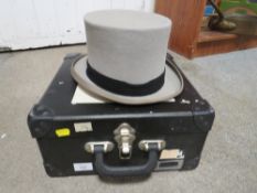 A TED WILLIAMS OF SUTTON COLDFIELD TOP HAT AND TRAVEL CASE