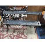 A VINTAGE TRANSPORT CAST AND WOODEN REVERSIBLE BENCH
