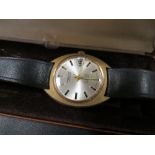 A VINTAGE BOXED MONTINE OF SWITZERLAND AUTOMATIC 25 JEWELS INCABLOC DATE WRISTWATCH IN ORIGINAL BOX