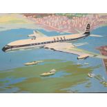 A 20TH CENTURY GOUACHE STUDY OF A BOAC PLANE POSTER DESIGN (IN CABINET)