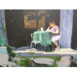 MIKE WILLDRIDGE, 2006 OIL ON CANVAS IMPRESSIONIST STUDY OF WOMEN AT TABLE