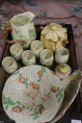A TRAY OF SHORTER AND BRENTLEIGH WARE CERAMICS TO INCLUDE A JUG AND CUPS LEMONADE SET