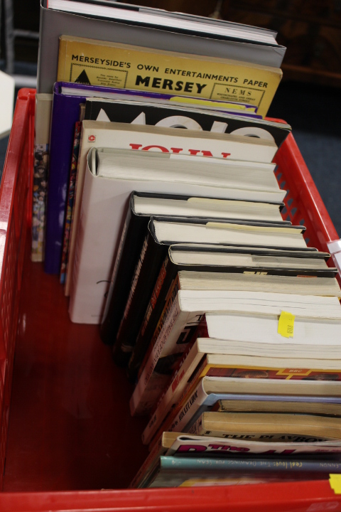 A TRAY OF ASSORTED BEATLES AND RELATED BOOKS