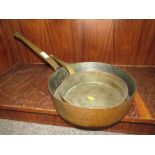 TWO HEAVY COPPER AND BRASS COOKING PANS