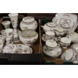 TWO TRAYS OF WEDGWOOD KUTANI CRANE ETC TO INCLUDE A PART TEASET (DAMAGE TO TEAPOT)