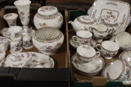 TWO TRAYS OF WEDGWOOD KUTANI CRANE ETC TO INCLUDE A PART TEASET (DAMAGE TO TEAPOT)