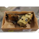 A SMALL BOX CONTAINING A CLOCKWORK TINPLATE PIG AND A CLOCKWORK BIRD (2)