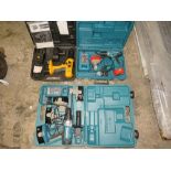 A JCB ELECTRIC DRILL PLUS TWO CASED MAKITA DRILL SETS (3)