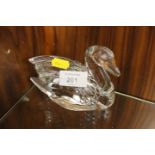 A WATERFORD CRYSTAL MODEL OF A SWAN