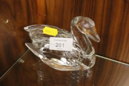 A WATERFORD CRYSTAL MODEL OF A SWAN