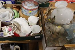 TWO TRAYS OF ASSORTED CERAMICS AND GLASS TO INCLUDE AYNSLEY, CARLTON WARE ETC