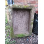 A LARGE RECTANGULAR SANDSTONE TROUGH W - 83 X 55 CM