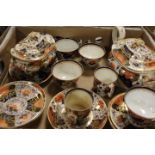 A TRAY OF OLD ROYAL CROWN DERBY TEAWARE ETC A/F WITH ANOTHER TRAY OF VICTORIAN TEAWARE