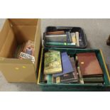 TWO TRAYS OF ASSORTED BOOKS TO INCLUDE ELECTRICAL ENGINEERING EXAMPLES ETC TOGETHER WITH A TRAY OF